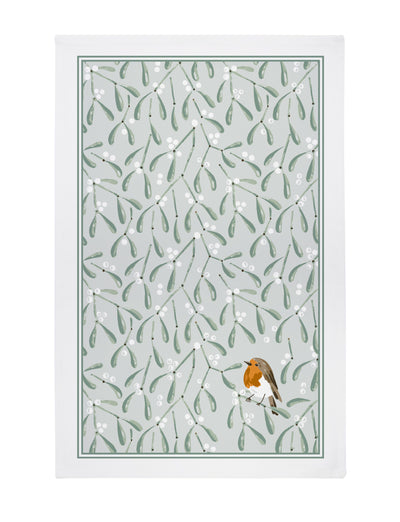 Robin & Mistletoe Tea Towel | Ulster Weavers