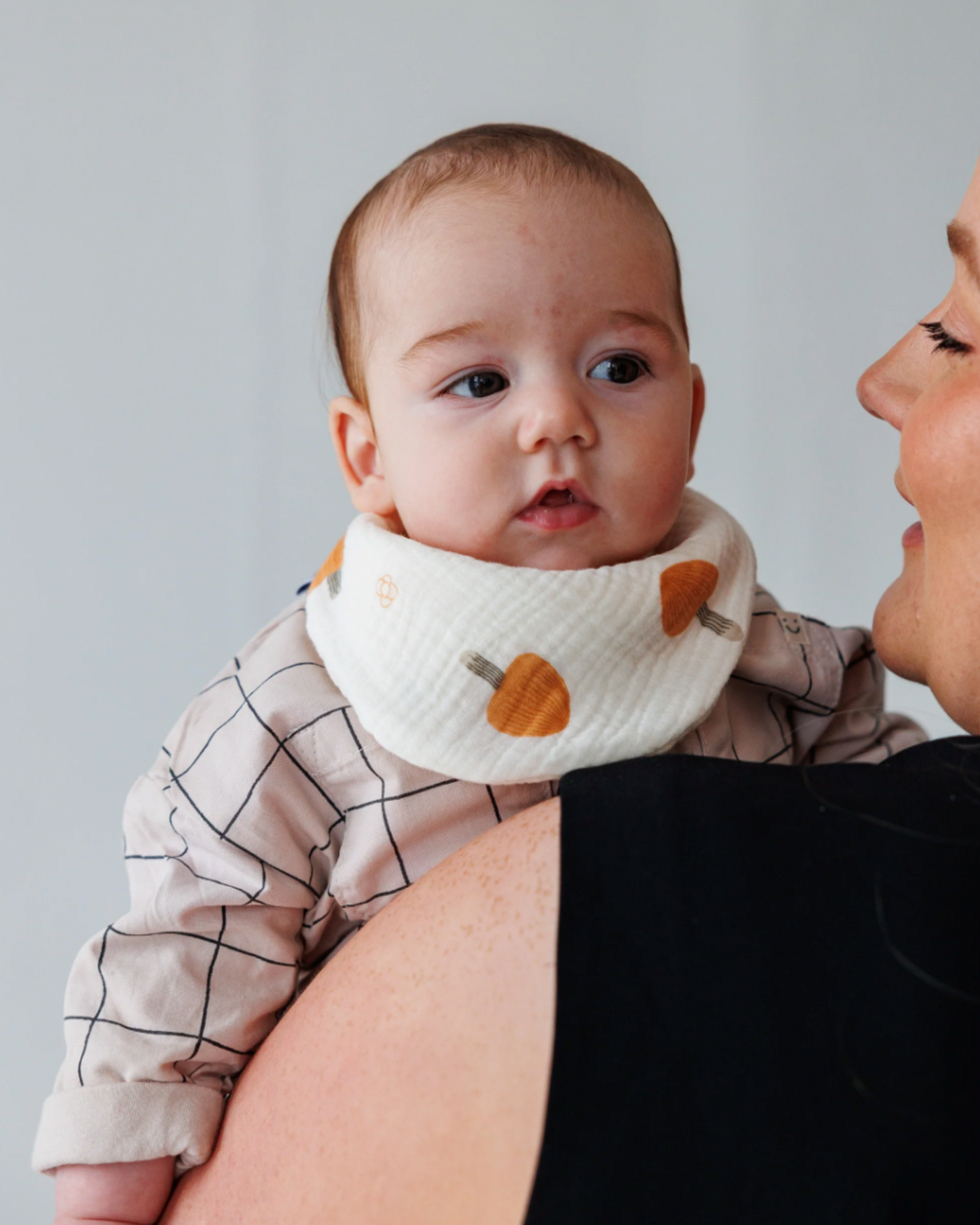 Moon & Stars | Pumpkin/Mushroom Reversible Bib | Milk & Joy