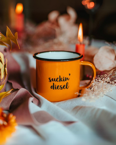 suckin diesel yellow mug
