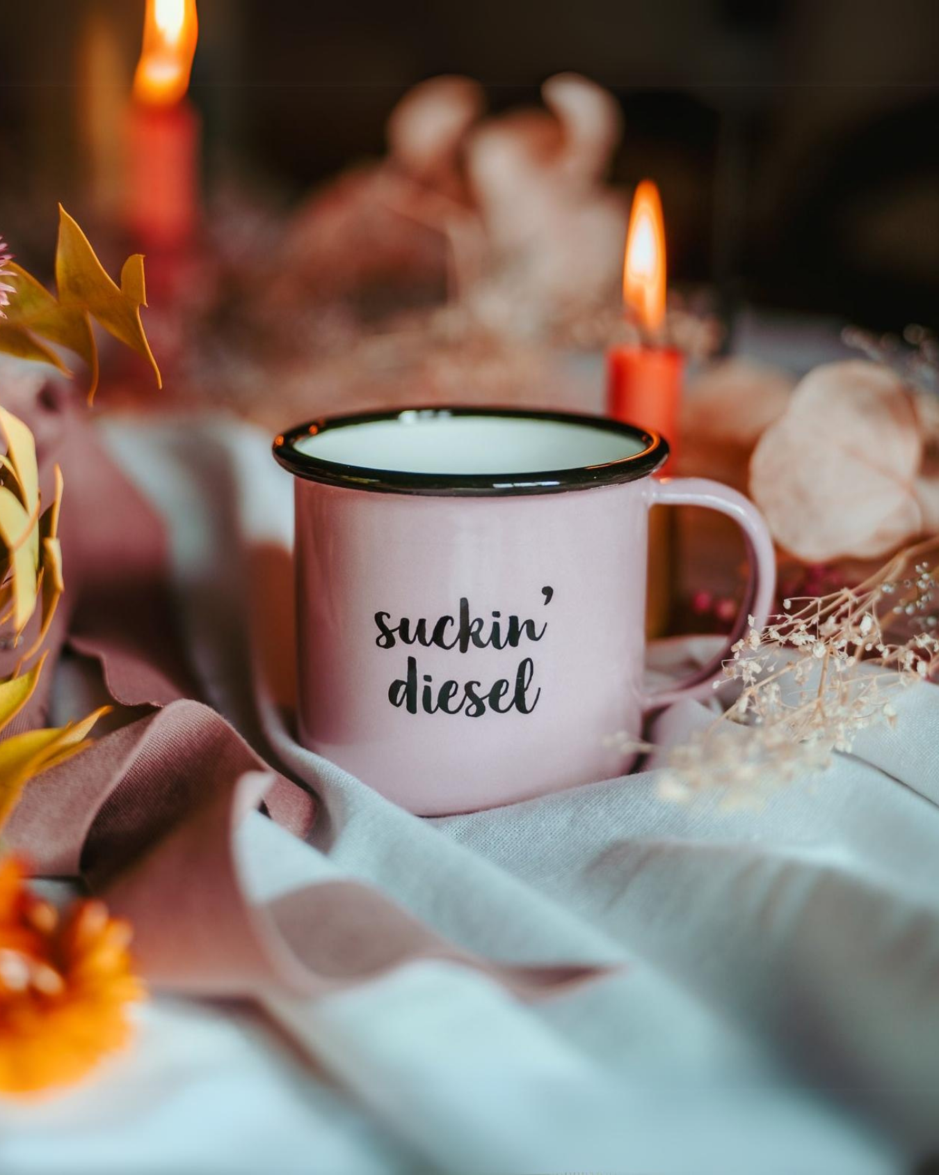 suckin diesel pink mug