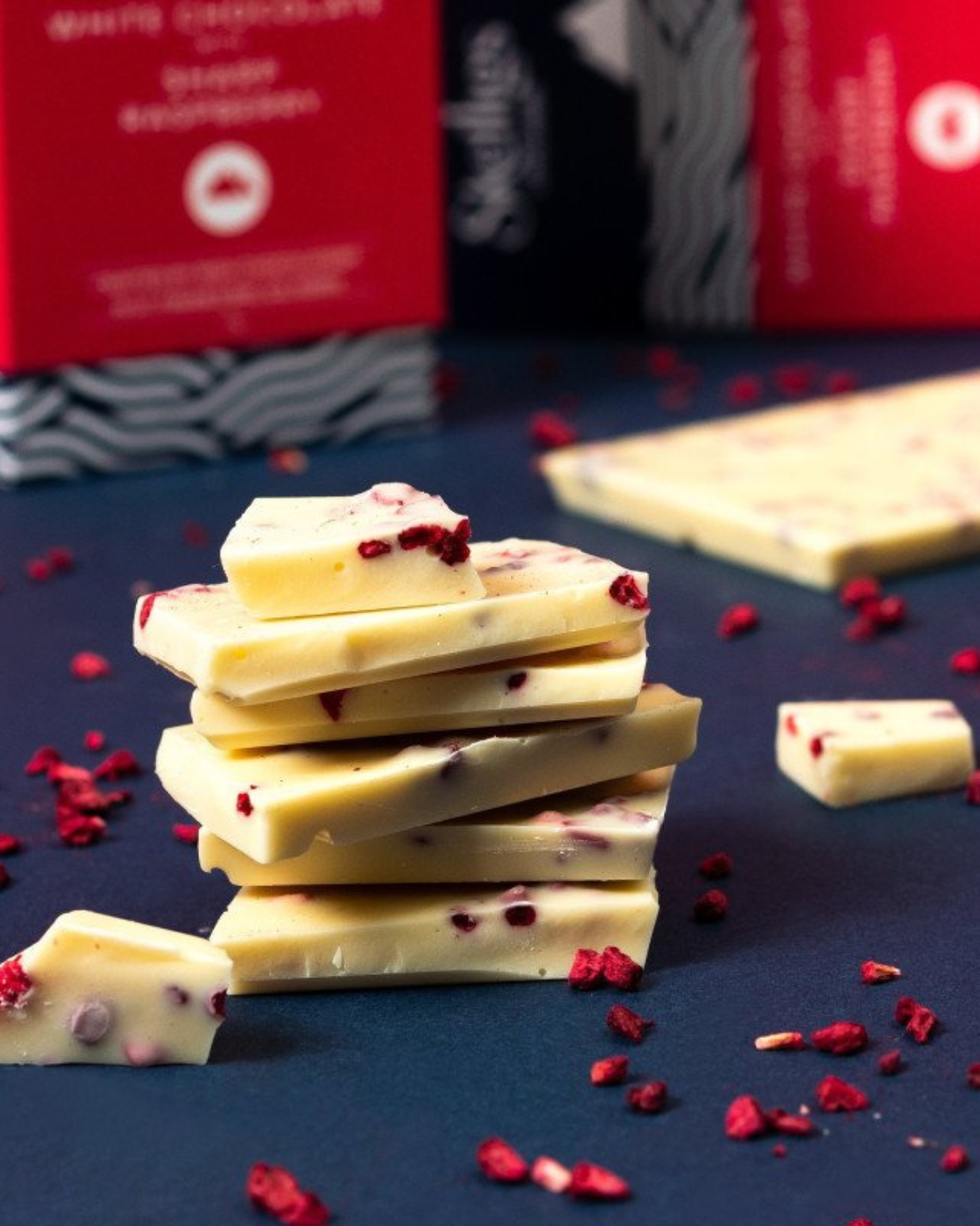 White Chocolate & Sharp Raspberry Chocolate Bar