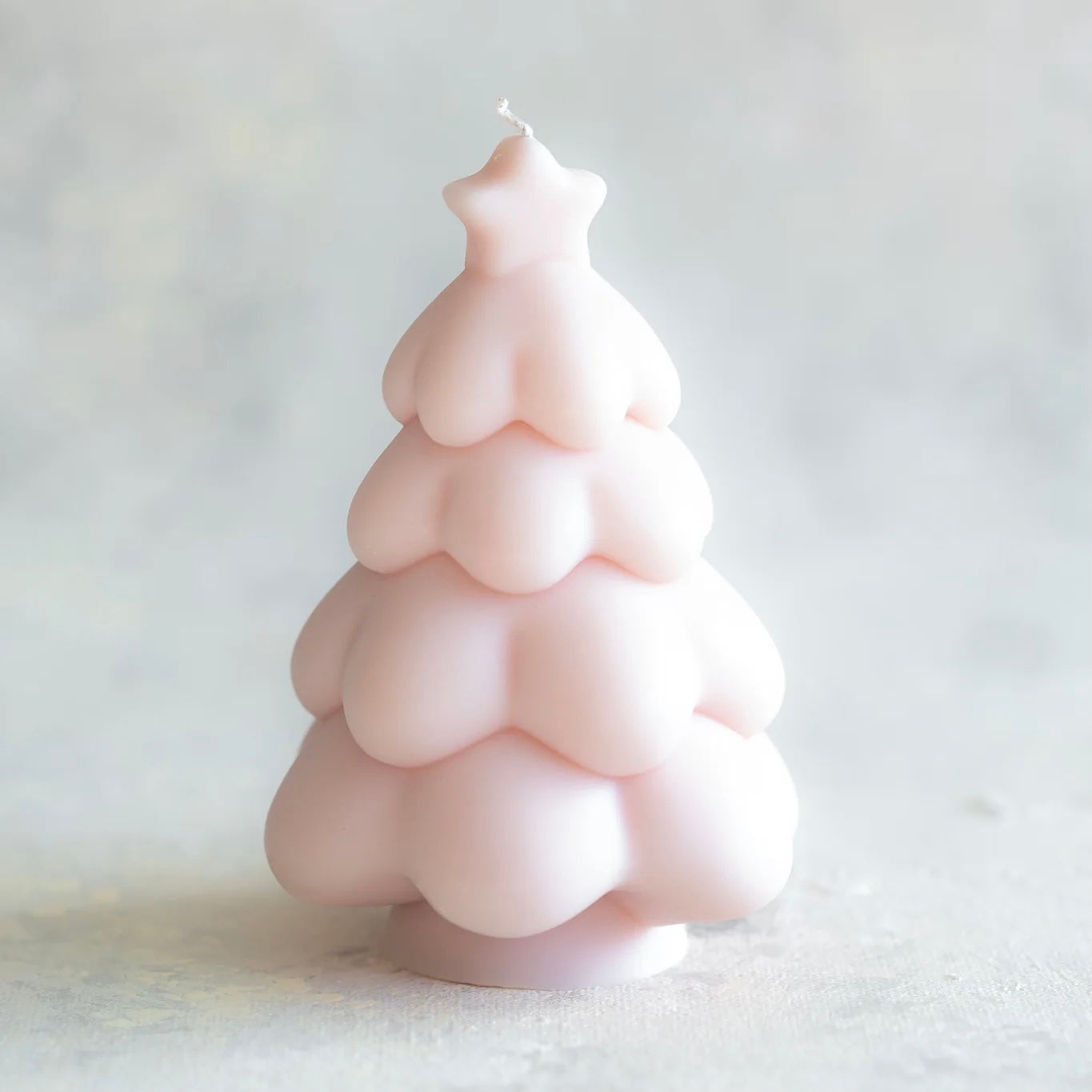 Snowy Star Christmas Tree Candle | Blush
