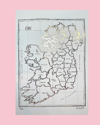 Metallic Gold Ireland Map | Print