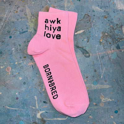 awk hiya love pink ankle quarter socks