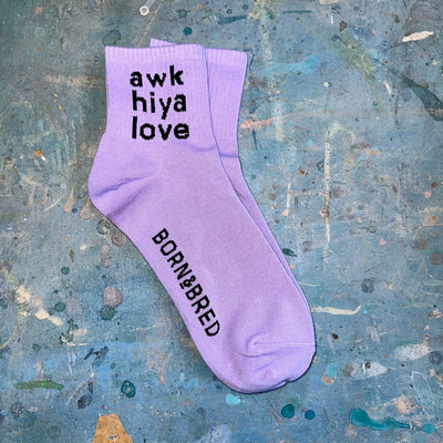 awk hiya love lilac quarter sock
