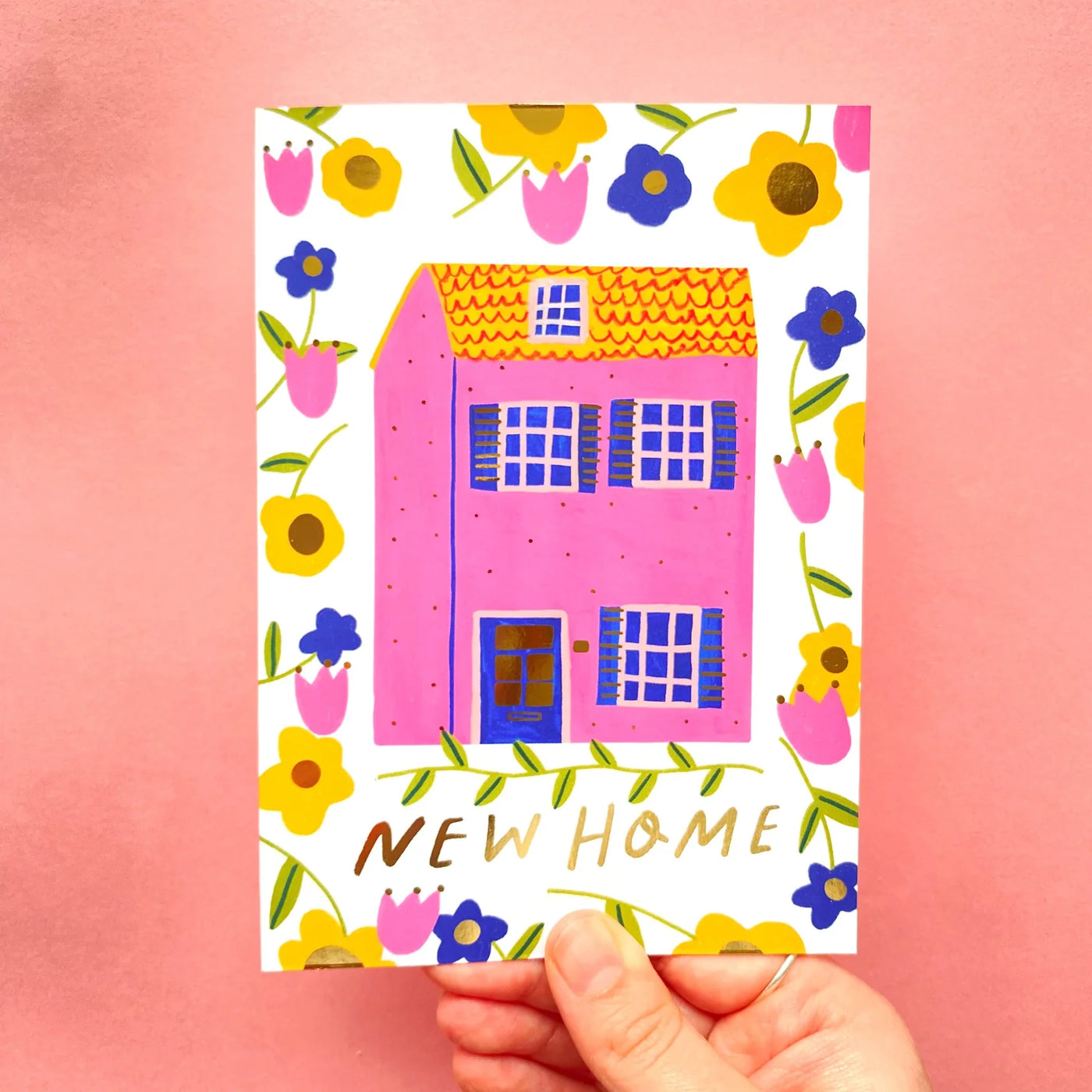 New Home Pink House Card | Kerrie Illustrates