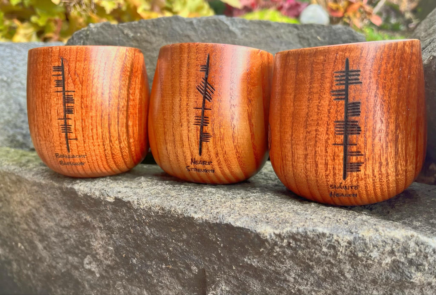 Beannacht - Blessing | Irish Ogham Engraved Wooden Cup