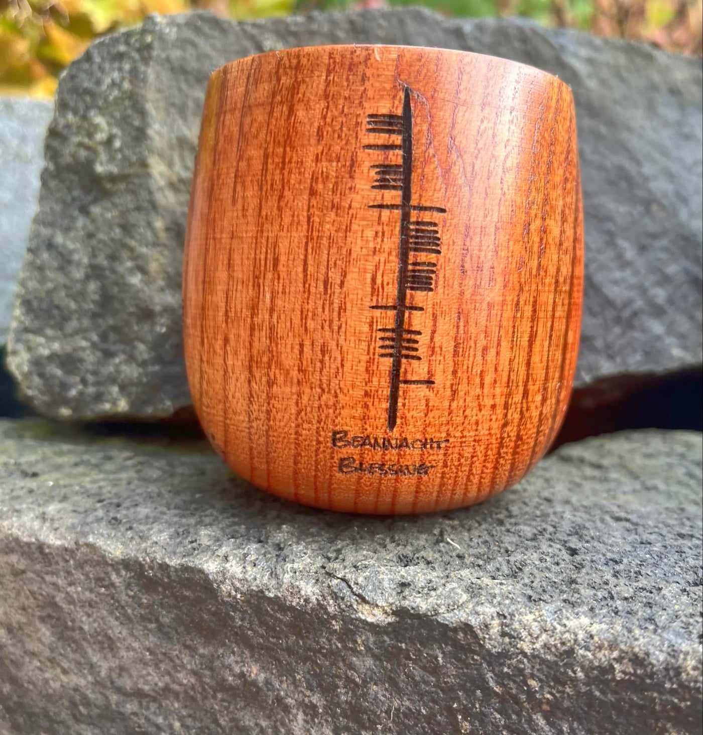 Beannacht - Blessing | Irish Ogham Engraved Wooden Cup