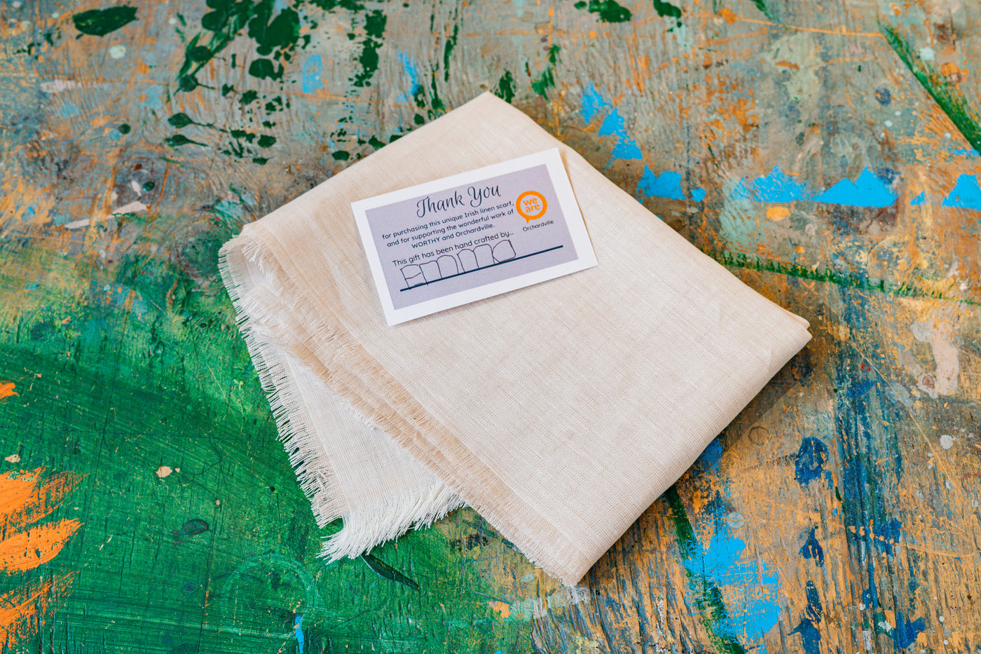 Worthy Cream Irish Linen Scarf | Orchardville