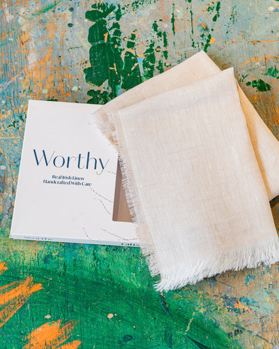 Worthy Cream Irish Linen Scarf | Orchardville