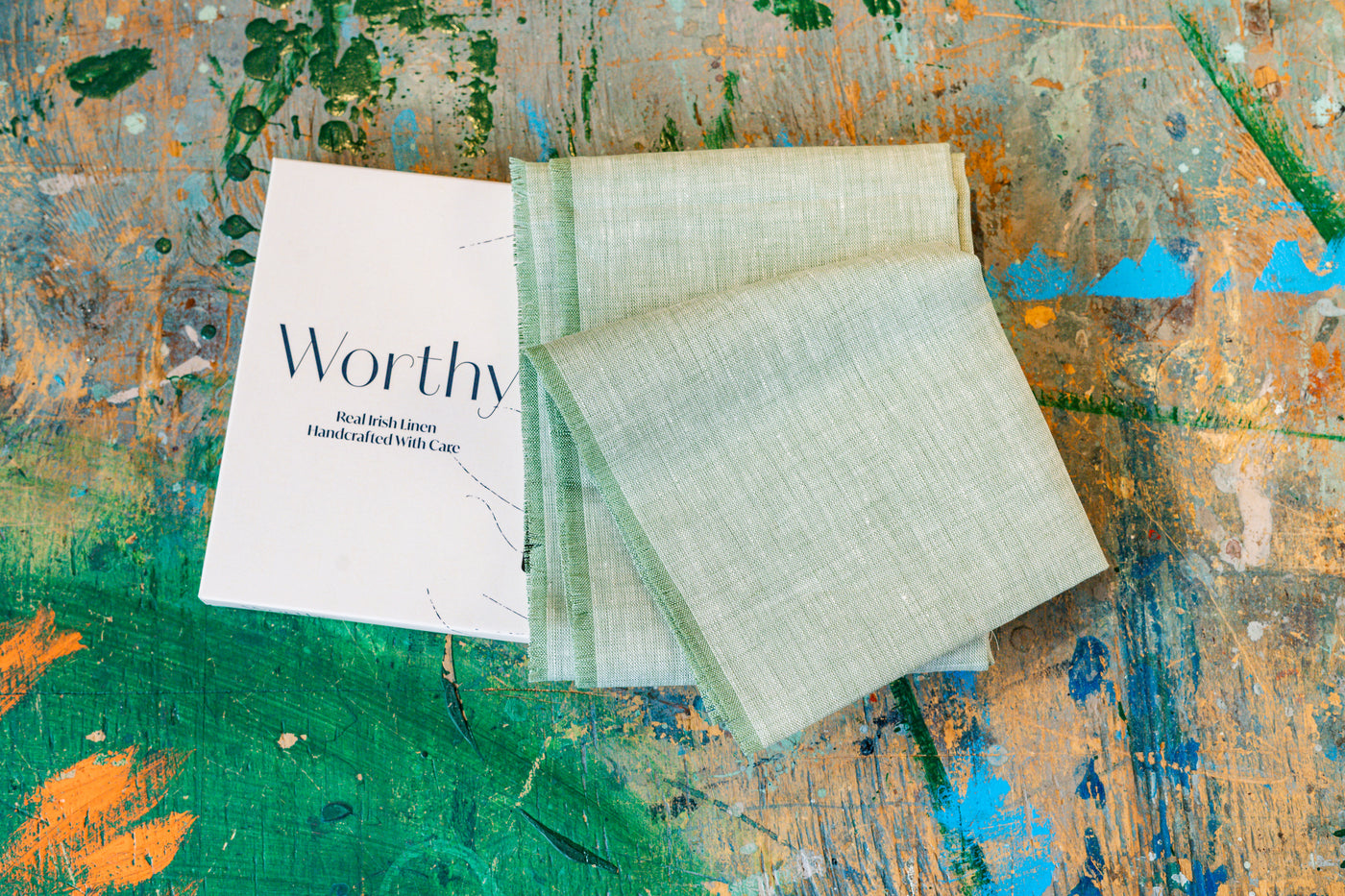 Worthy Green Irish Linen Scarf | Orchardville
