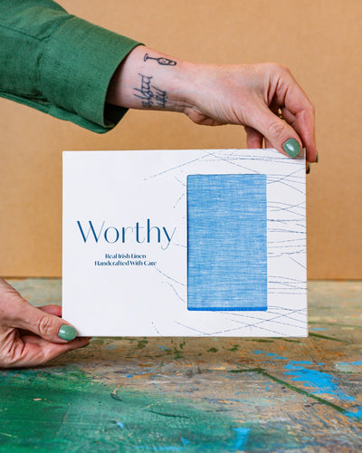 Worthy Blue Irish Linen Scarf | Orchardville
