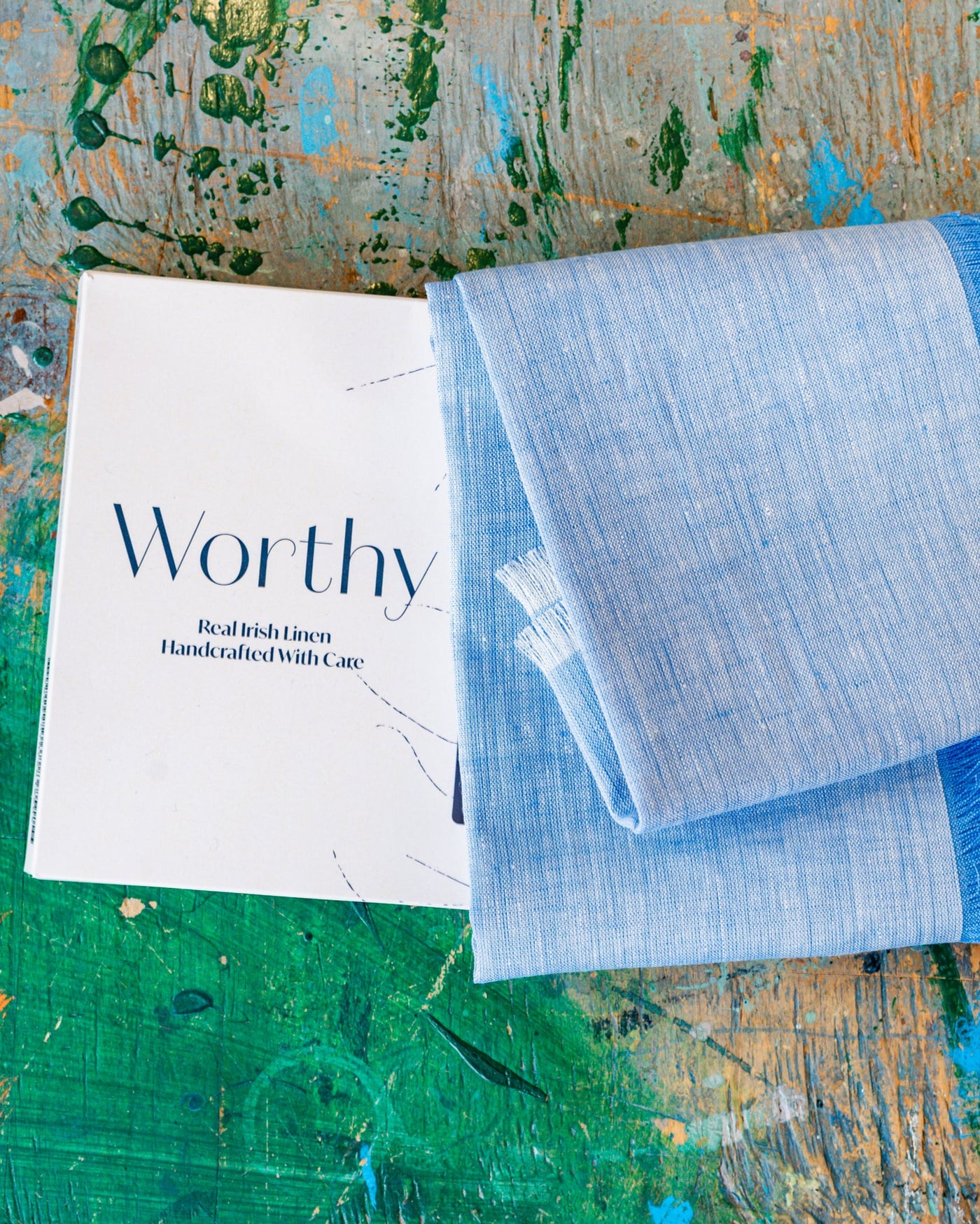 Worthy Blue Irish Linen Scarf | Orchardville