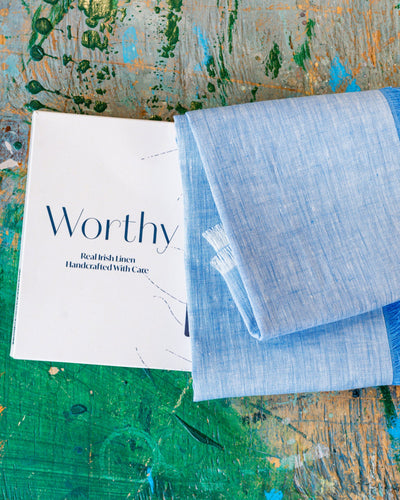 Worthy Blue Irish Linen Scarf | Orchardville