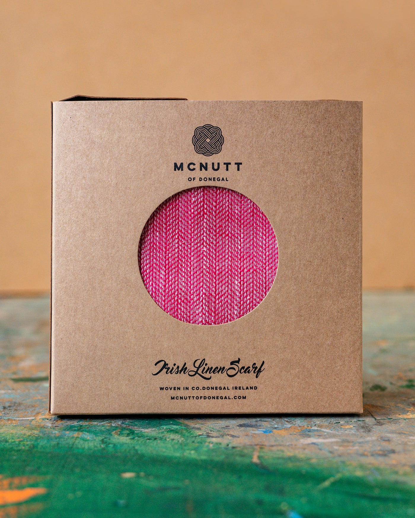 Irish Linen Fuchsia Herringbone Scarf | McNutt Of Donegal