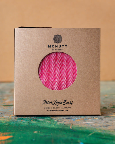 Irish Linen Fuchsia Herringbone Scarf | McNutt Of Donegal