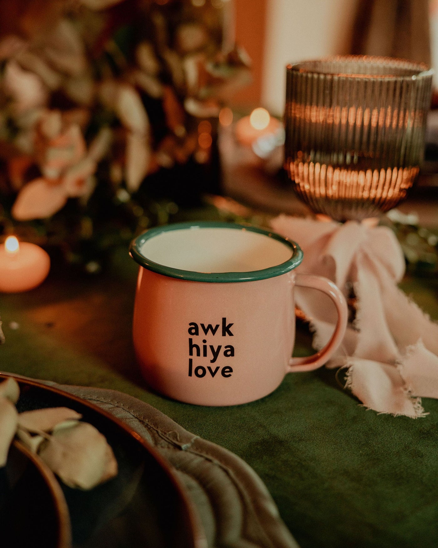Awk Hiya Love Enamel Mug | Born & Bred