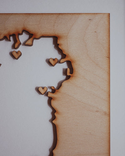 wooden ireland map