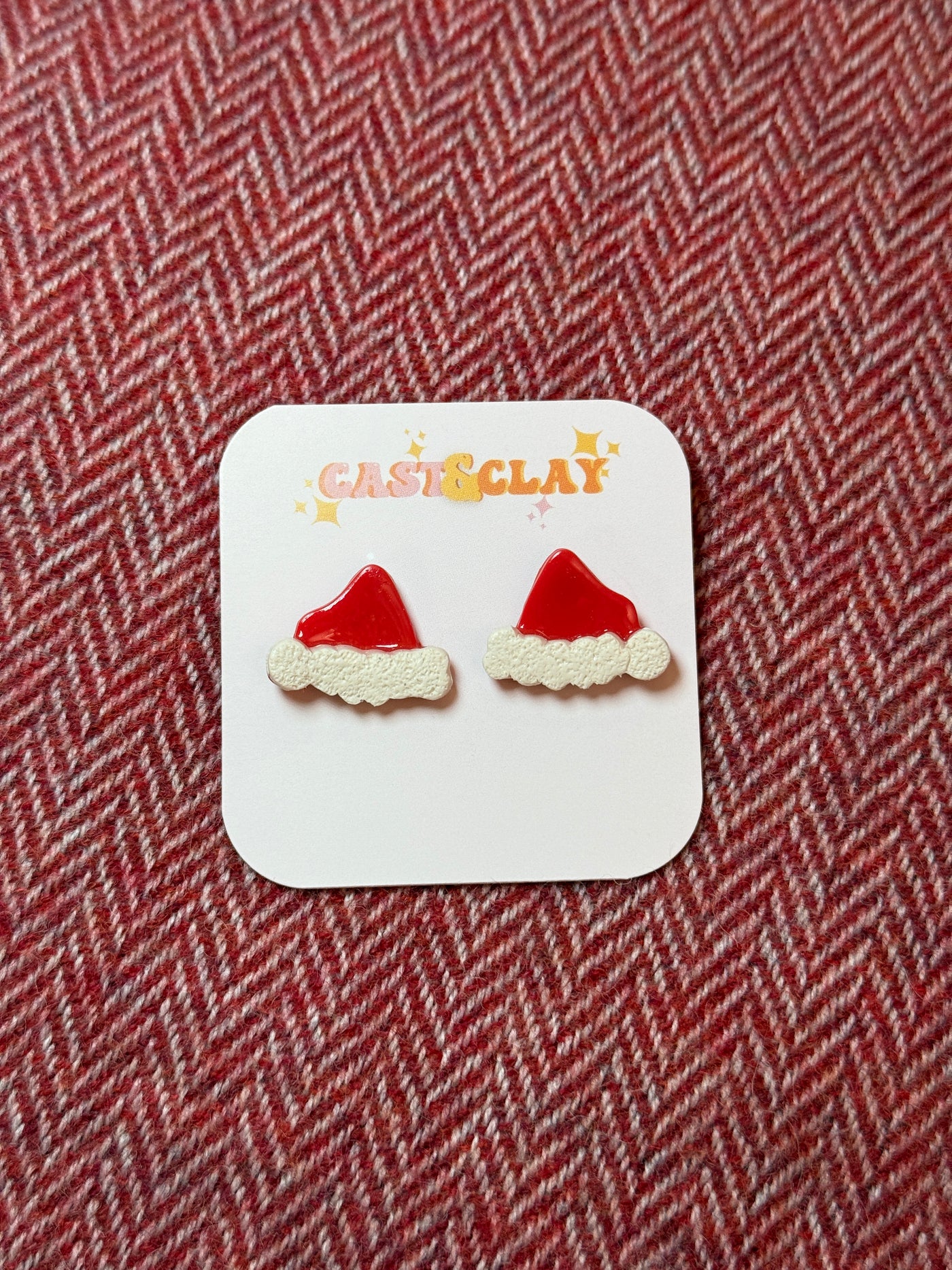 Santa Hat Studs | Cast & Clay