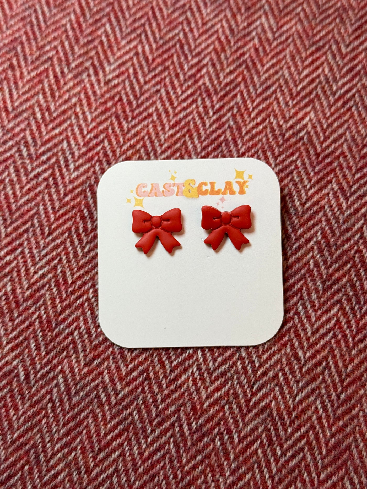 Red Bow Studs | Cast & Clay