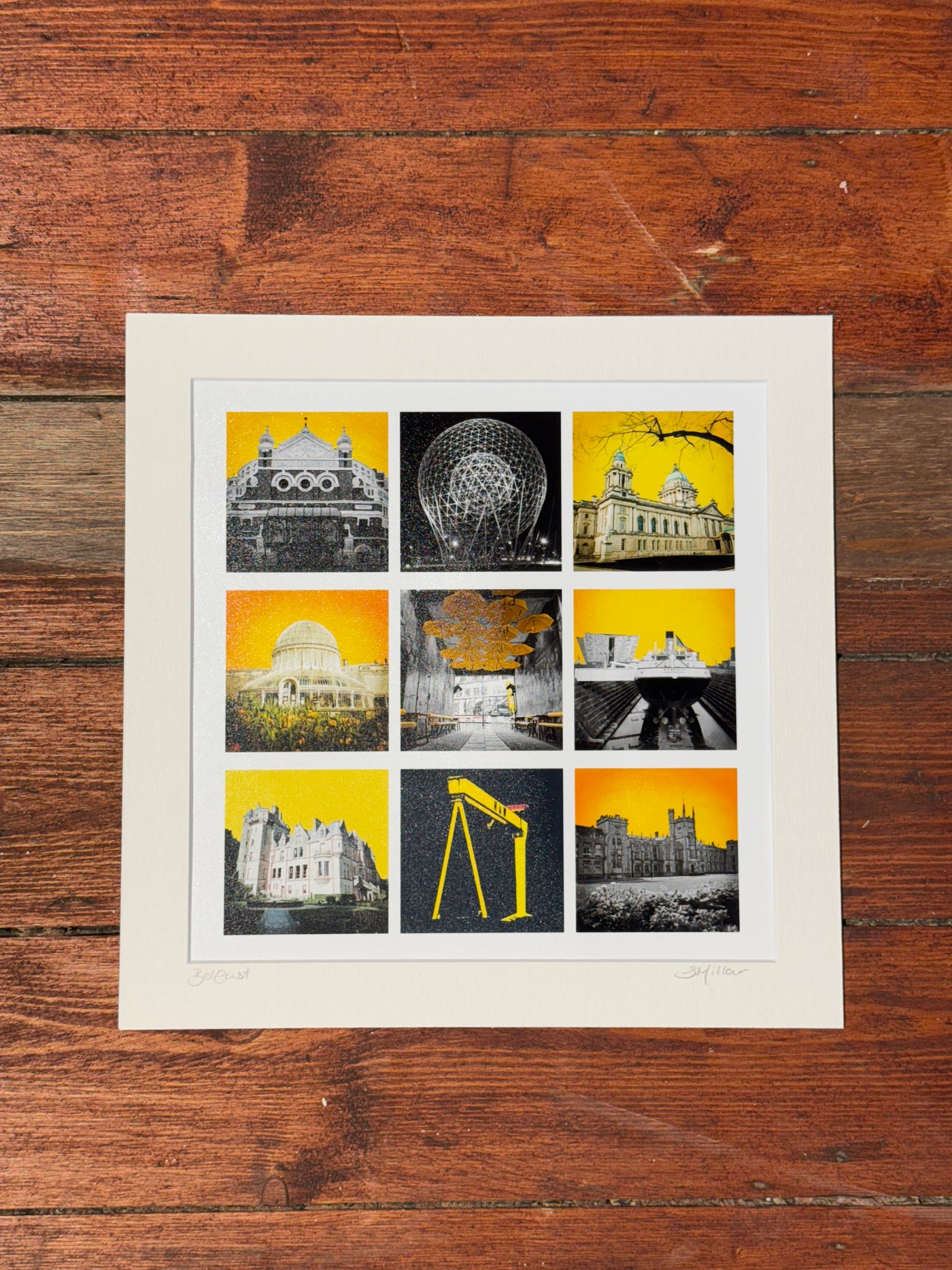 Yellow Belfast Montage 30x30 Print | Sharon Millar