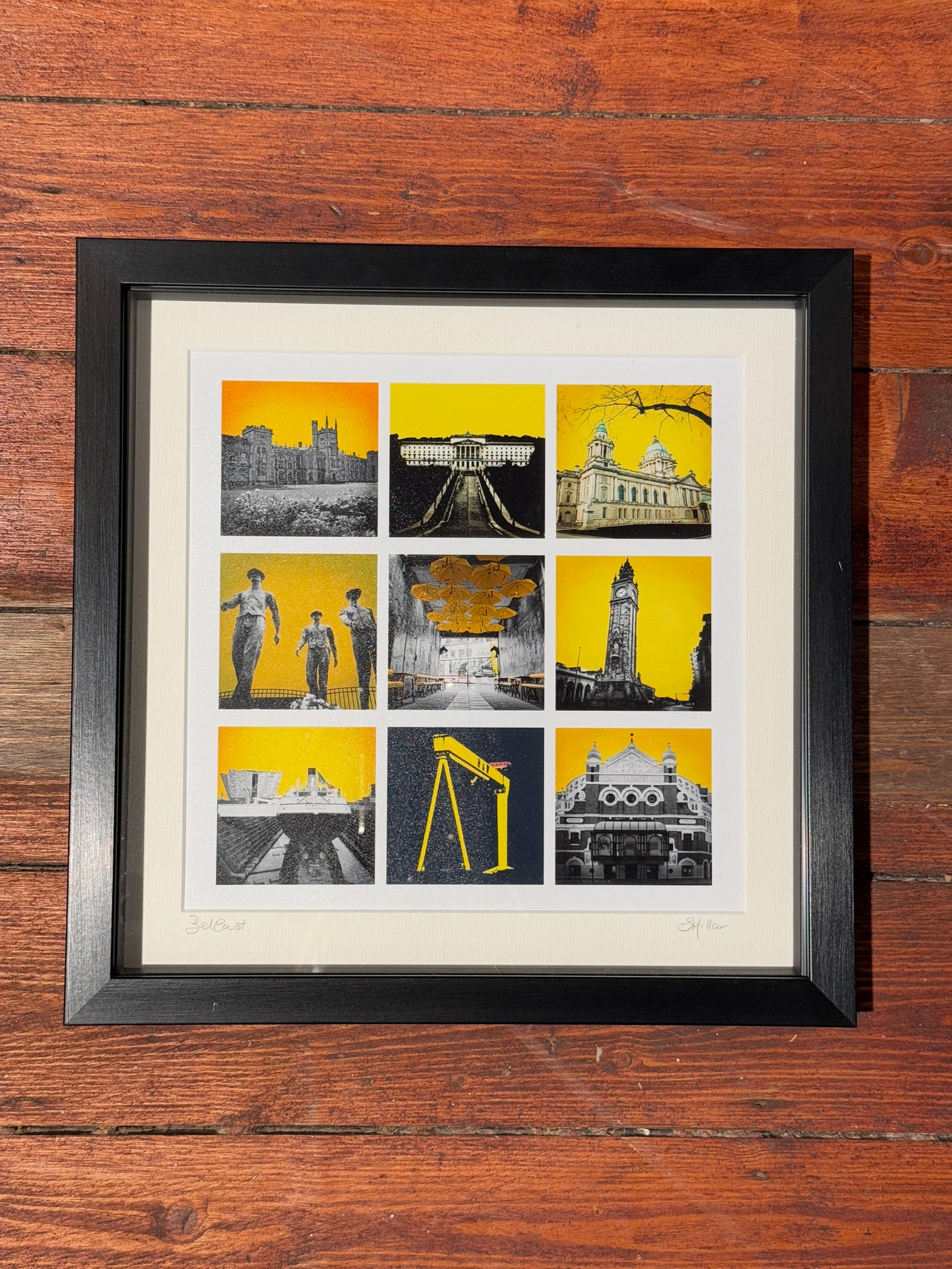 Yellow Belfast Montage 30x30 Print | Sharon Millar