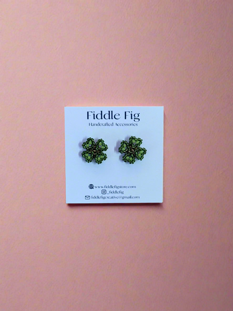 Beaded Shamrock Earrings | Fiddle Fig