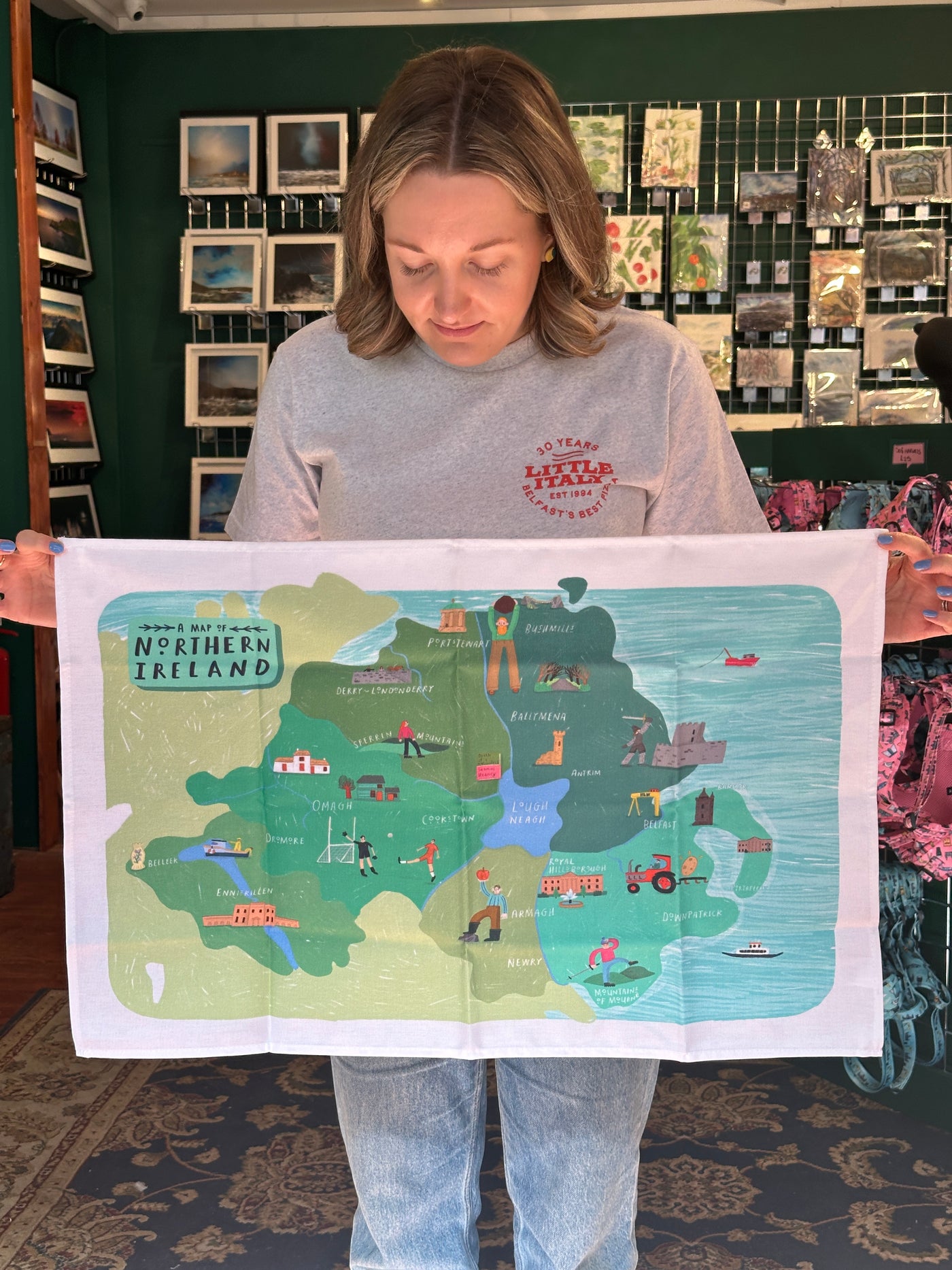 Map of Northern Ireland Tea Towel