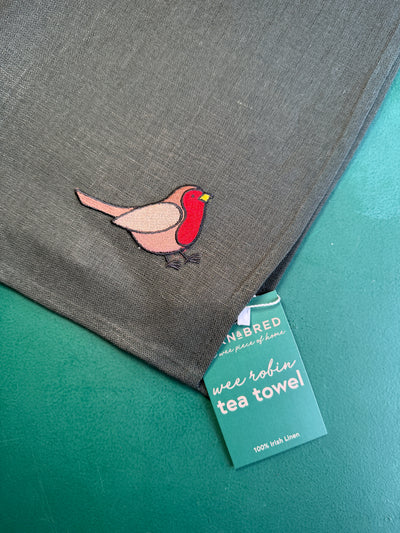 Wee Robin Irish Linen Tea Towel