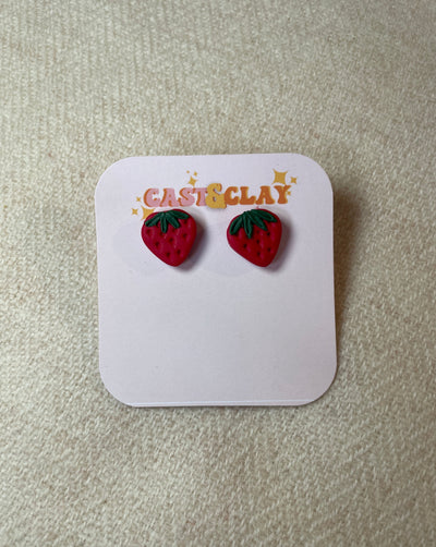 strawberry clay earrings