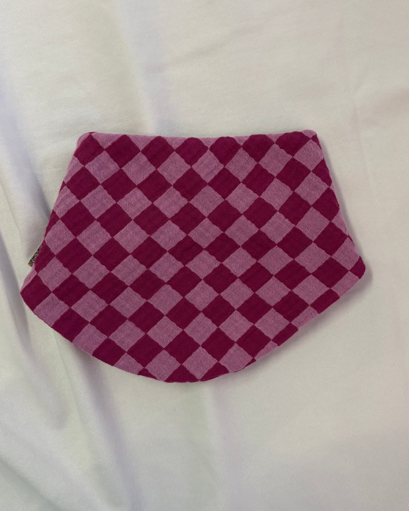 Pink Chequered Bib | Milk & Joy