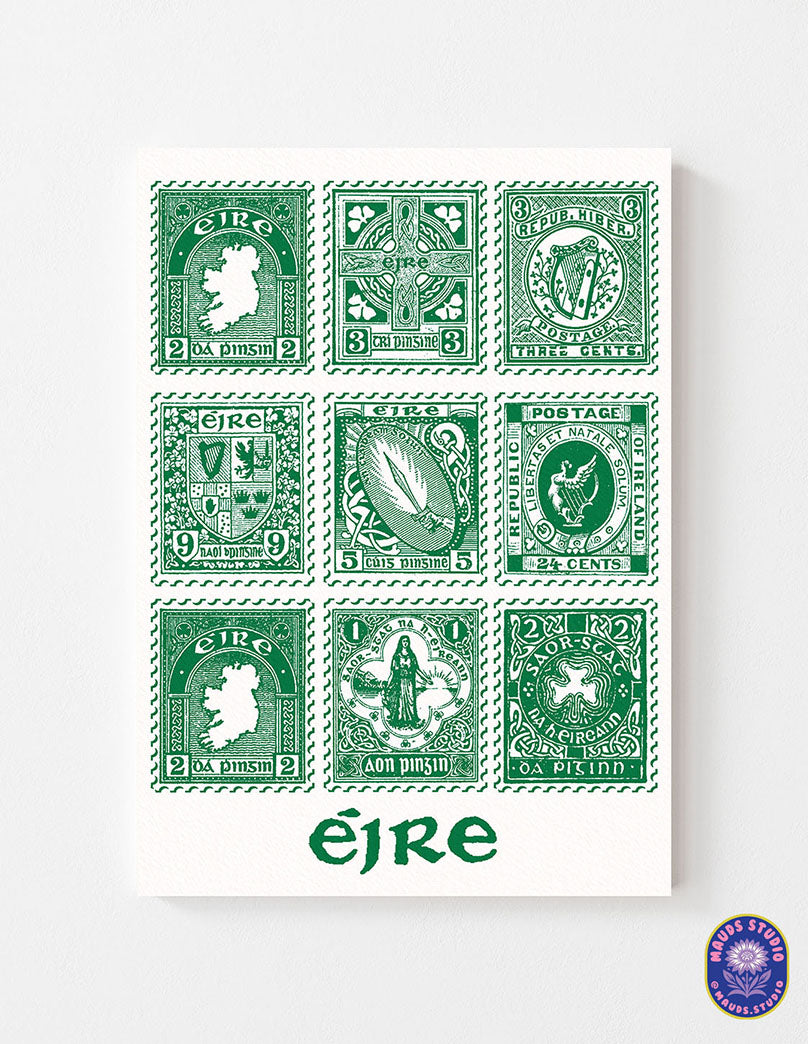 Green Irish Stamps Print | Mauds Studio