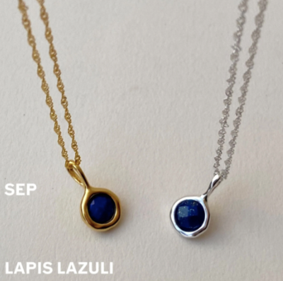 september birthstone blue necklace