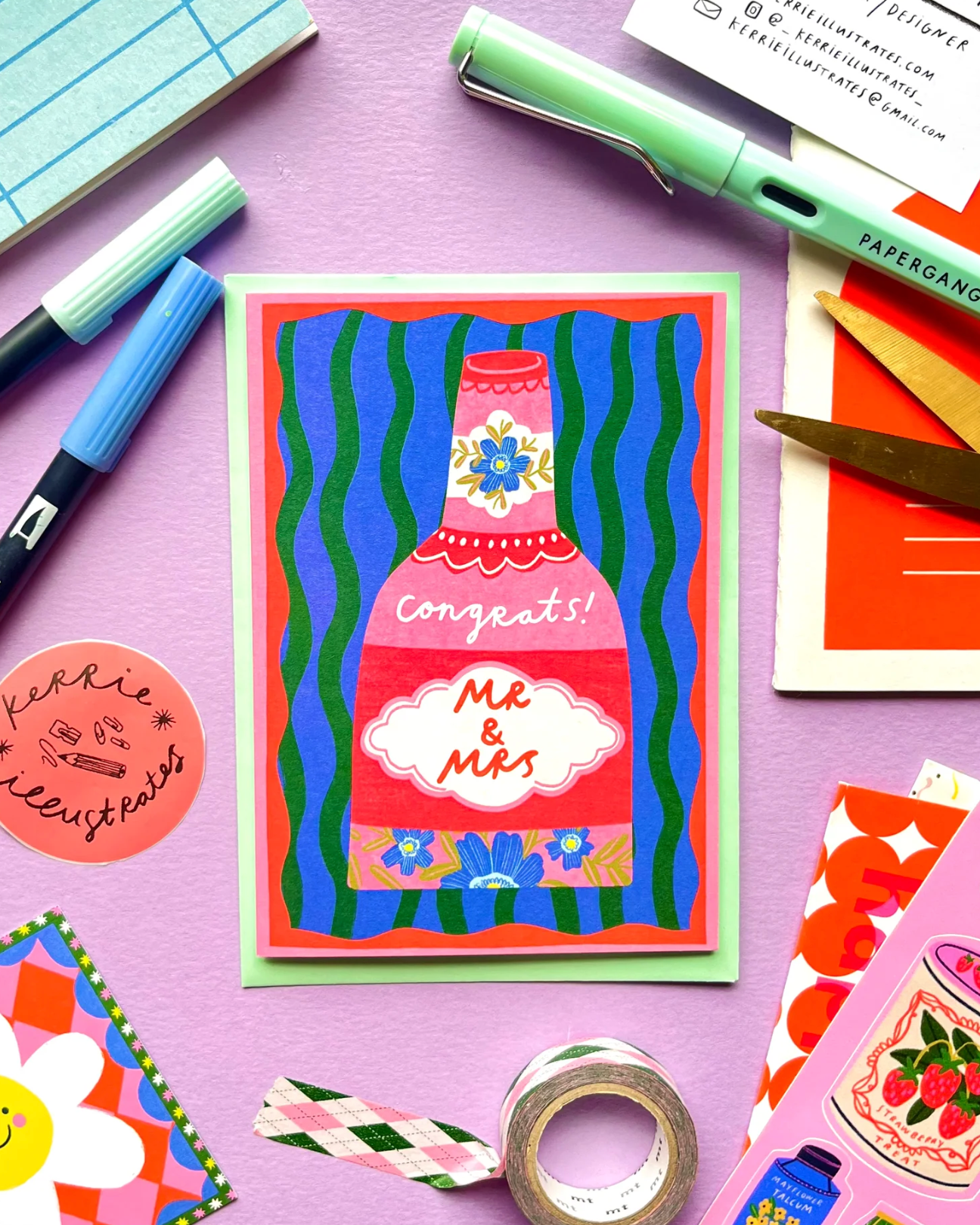 Congrats! Mr & Mrs Card | Kerrie Illustrates