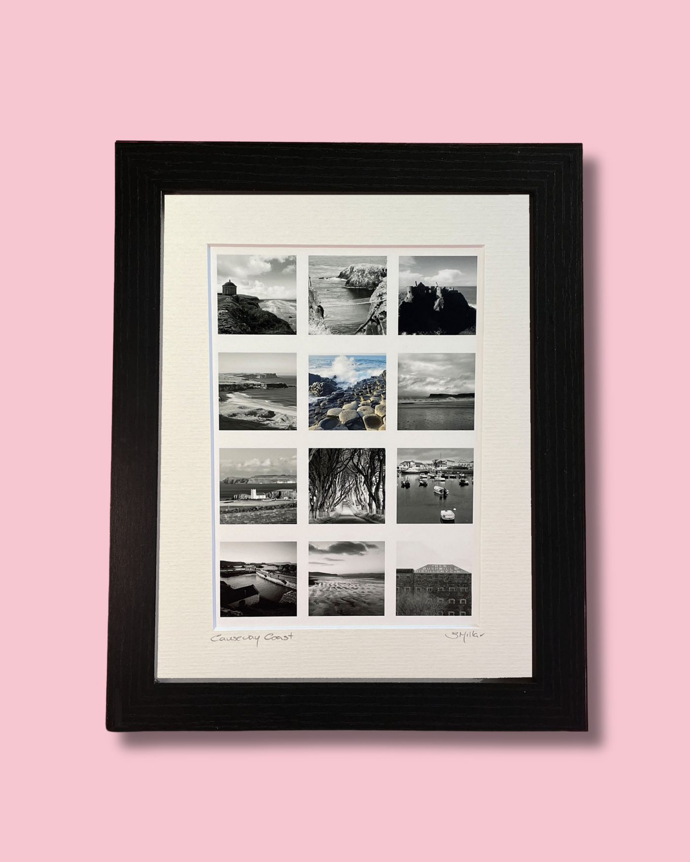 Causeway Coast Montage in Black and White - Framed Photographic Print