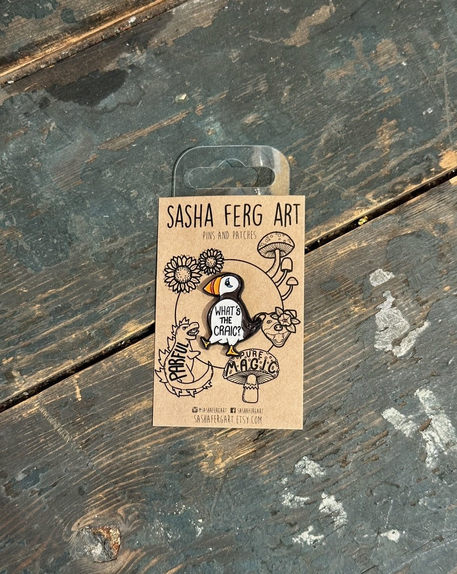 What's The Craic Puffin Pin | Sasha Ferg Art
