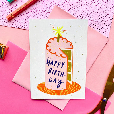 Happy Birthday Pink Cake Card | Kerrie Illustrates