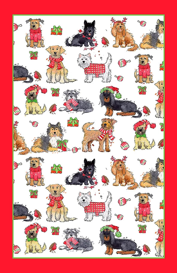 Christmas Dogs Cotton Tea Towel | Samuel Lamont