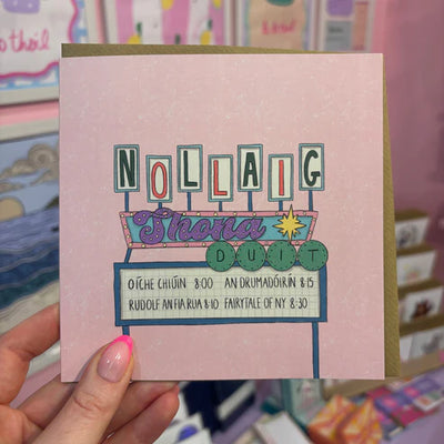 Nollaig Shona Retro Sign Card | Connect The Dots Design