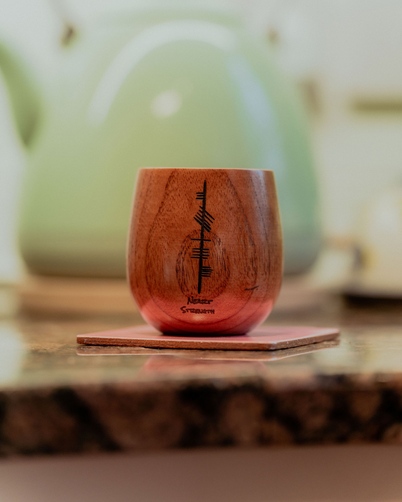 Neart - Strength | Irish Ogham Engraved Wooden Cup