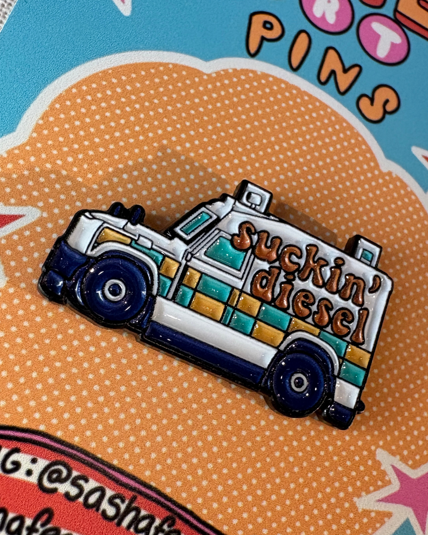 Suckin' Diesel Riot Van Peeler Pin | Sasha Ferg Art