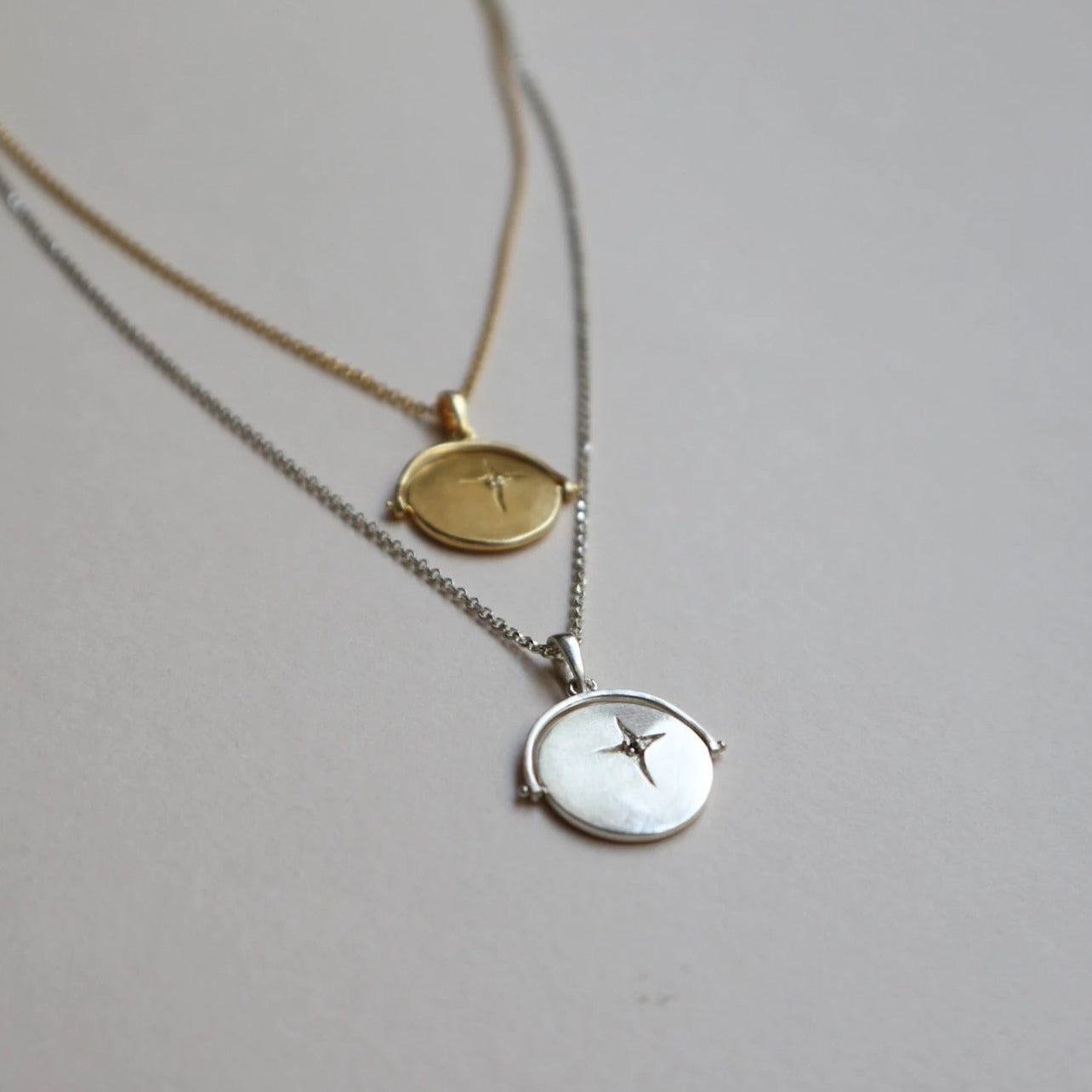 spinner necklace gold silver