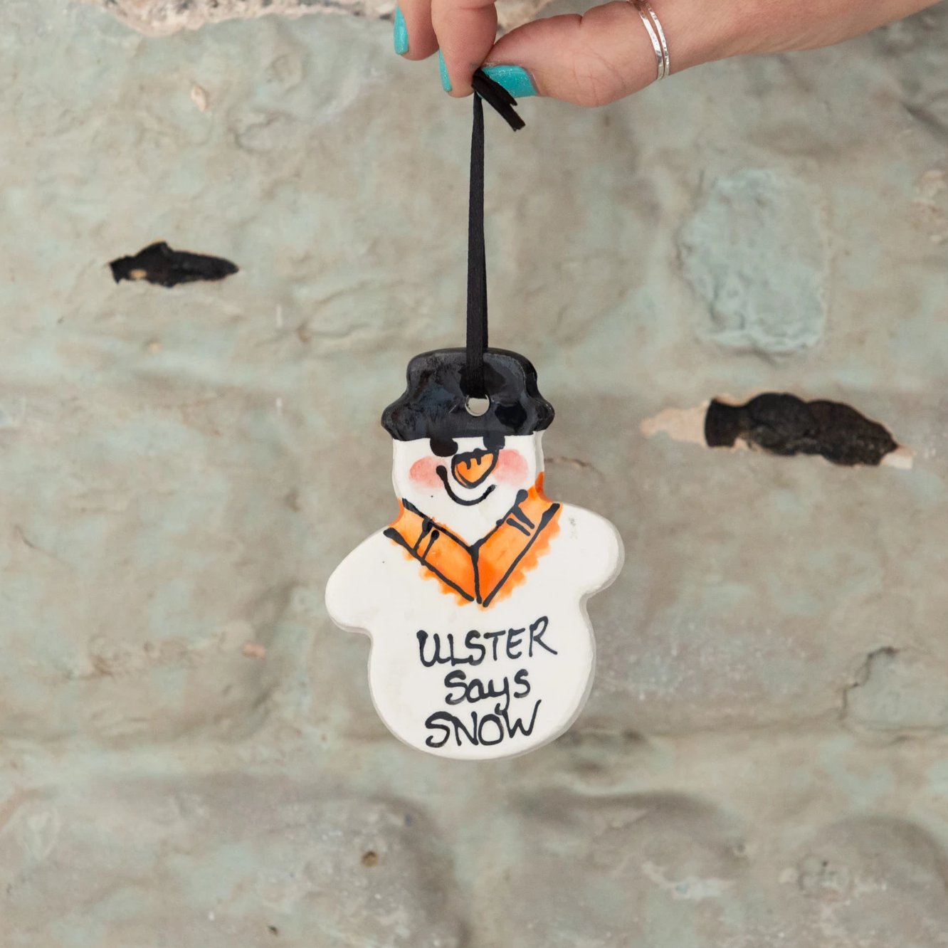 ulster says snow snowman decoration