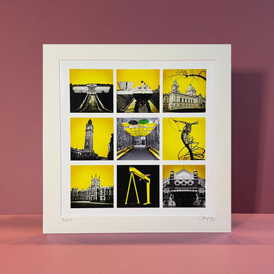Belfast Yellow Montage -  30x30 Photographic Print