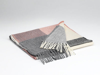 Rose and Grey Check Lambswool Scarf