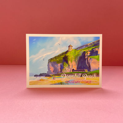 downhill beach postcard