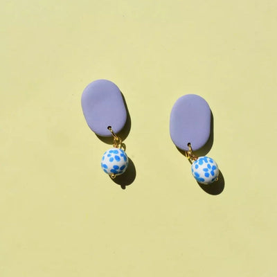 Lilac and Polka Dot Dangle Earrings