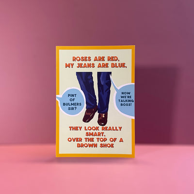culchie brown shoes valentines day card