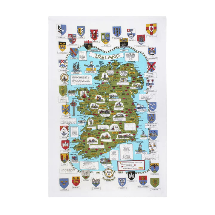 mapa y crestas de Irlanda paño de cocina | Tejedores del Ulster